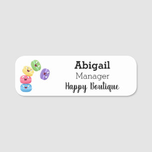Cute funny macaroons cartoon illustration name tag