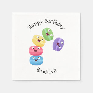 Cute funny macaroons cartoon illustration napkin