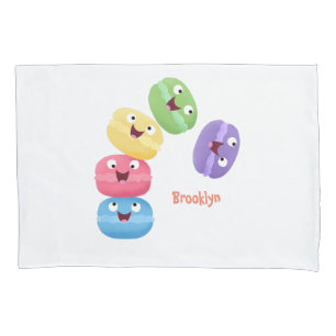 Cute funny macaroons cartoon illustration pillowcase