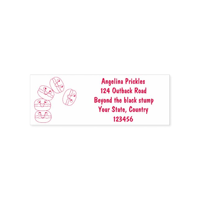 Cute funny macaroons cartoon illustration self-inking stamp (Design)