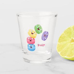 Cute funny macaroons cartoon illustration shot glass