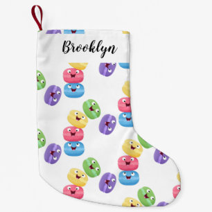 Cute funny macaroons cartoon illustration small christmas stocking