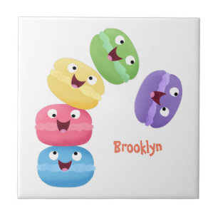 Cute funny macaroons cartoon illustration tile