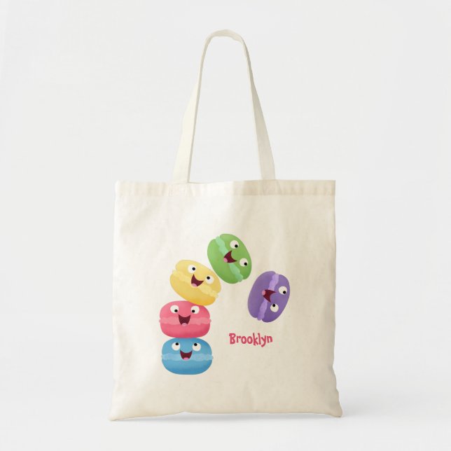 Cute funny macaroons cartoon illustration  tote bag (Front)