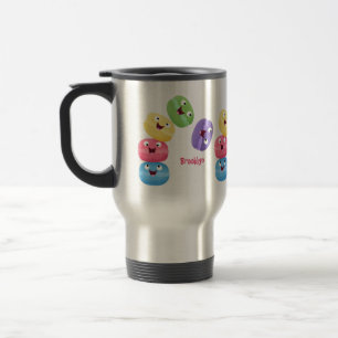 Cute funny macaroons cartoon illustration travel mug
