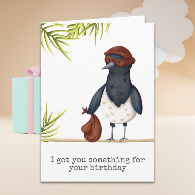 Cute Funny Magpie Personalized Birthday Card (Creator Uploaded)
