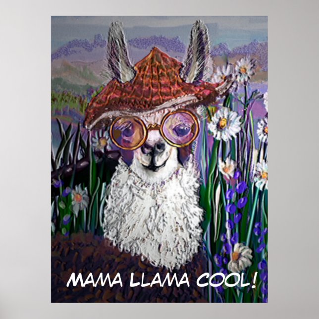 Cute Funny Mama Llama Keep Your Cool Poster (Front)