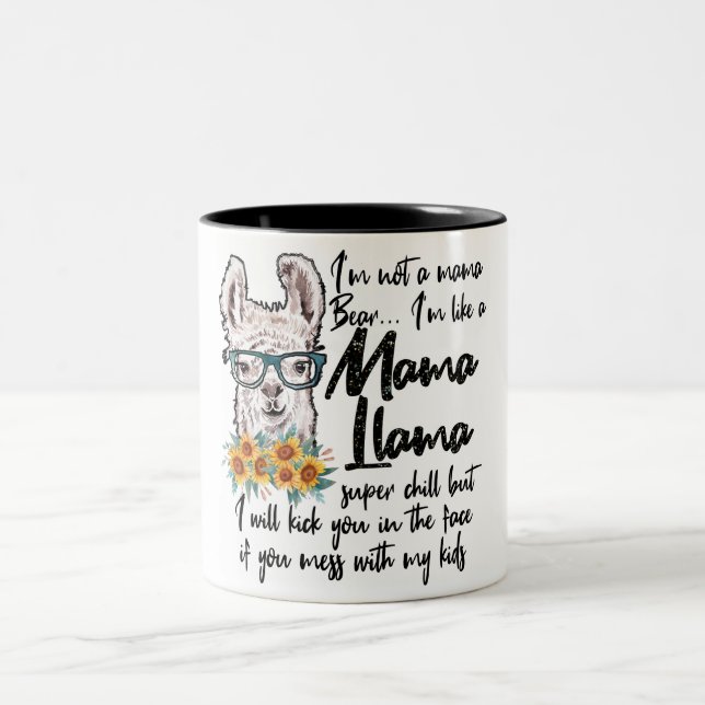 Cute/Funny Mama Llama Two-Tone Coffee Mug (Center)