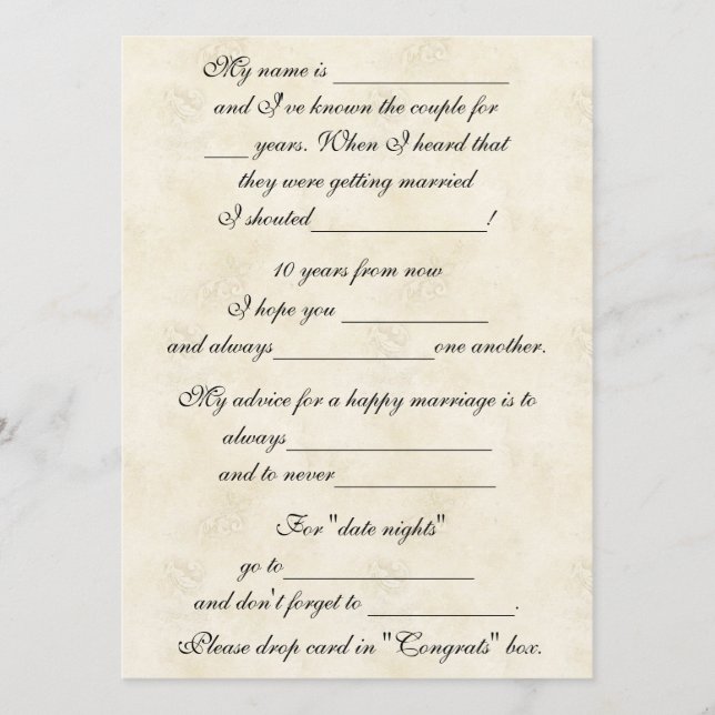 Cute, Funny Marriage Advice for Bride & Groom (Front)