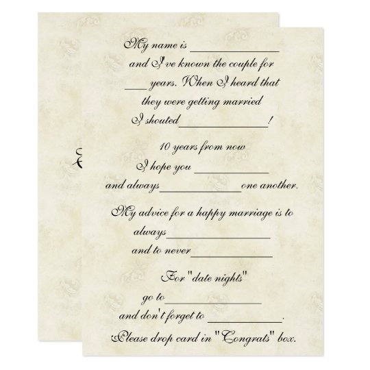 Cute, Funny Marriage Advice for Bride & Groom Card