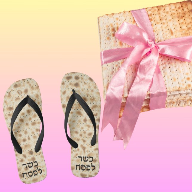 Cute Funny Matzah Hebrew Kosher for Passover  Flip Flops (Creator Uploaded)
