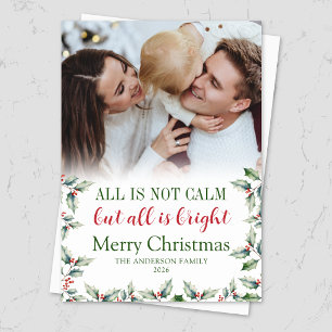 Cute Funny Merry and Bright Family Christmas Photo Holiday Card