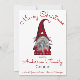 Cute Funny Merry Christmas Elf Personalized Gnome Holiday Card