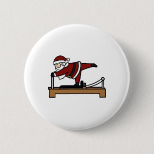 Cute Funny Mery Christmas Pilates Santa Claus Perf 2 Inch Round Button