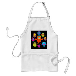 Cute Funny Monster Party Creatures in Circle Standard Apron