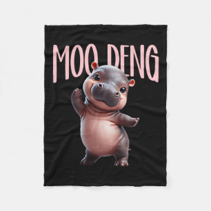 Cute Funny Moo-deng Ba Fleece Blanket