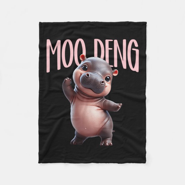 Cute Funny Moo-deng Ba  Fleece Blanket (Front)
