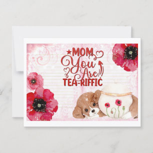 Cute Funny Mothers Day Tea Lover Dog Floral Postcard