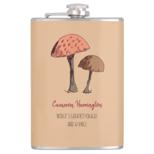 Cute Funny Mushroom Pun Personalized Forager Hip Flask