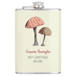 Cute Funny Mushroom Pun Personalized Forager Hip Flask