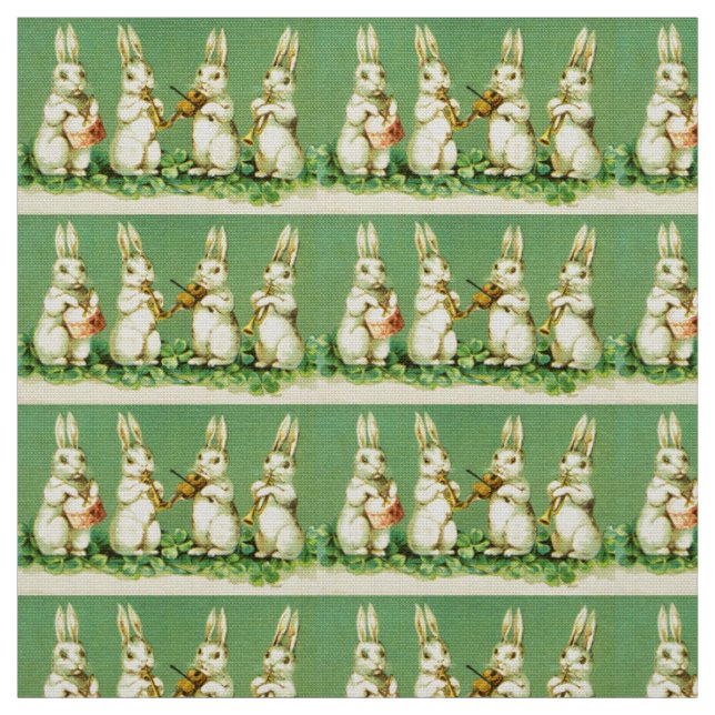 Cute Funny Music Making Rabbits Orchestra Fabric (Swatch)