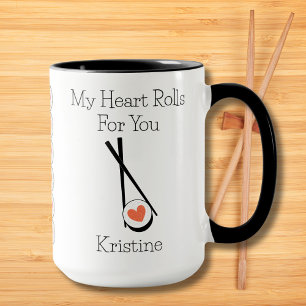 Cute Funny My Heart Rolls For You Personalized Mug