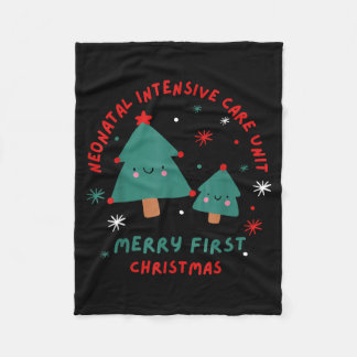 Cute Funny Nicu Merry First Christmas Nurse Crew S Fleece Blanket
