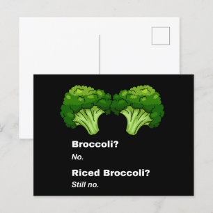 Cute Funny No Broccoli Food Joke Postcard