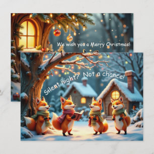 Cute Funny No Silent Night Foxes Christmas Card