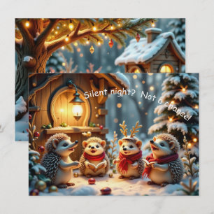 Cute Funny No Silent Night Hedgehog Christmas Card