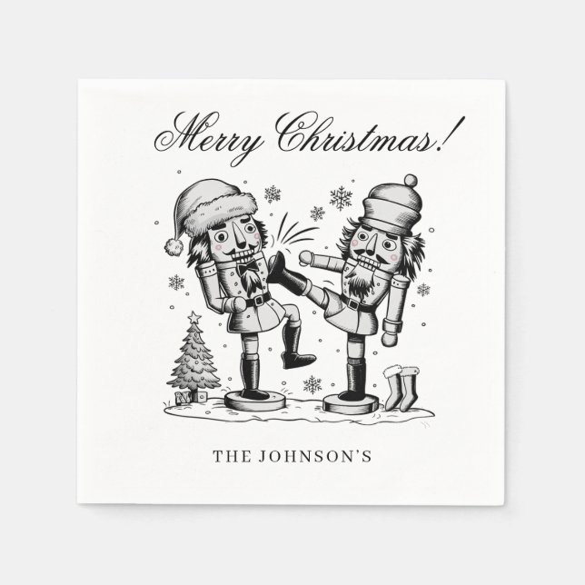 Cute funny nutcrackers Christmas personalized  Napkin (Front)