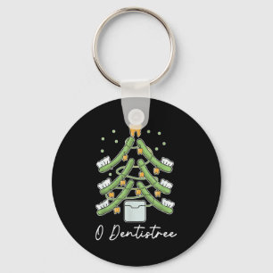 Cute Funny O Dentistree Teeth Brush Christmas Tree Keychain