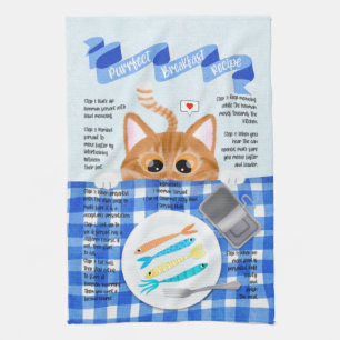 Cute Funny Orange Cat Breakfast Recipe Kitchen Towel