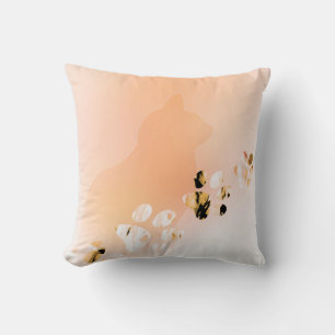 Cute Funny Orange & White Cat Paw Throw Pillow