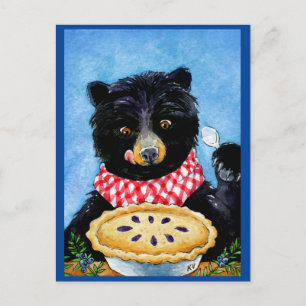 Cute Funny Ours noir avec carte postale à tarte au