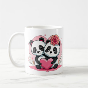 Cute Funny Panda Couple Valentine's Coffee Mug
