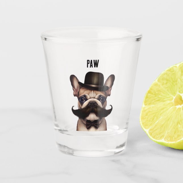 Cute Funny Paw French Bulldog Shot Glass (Front)