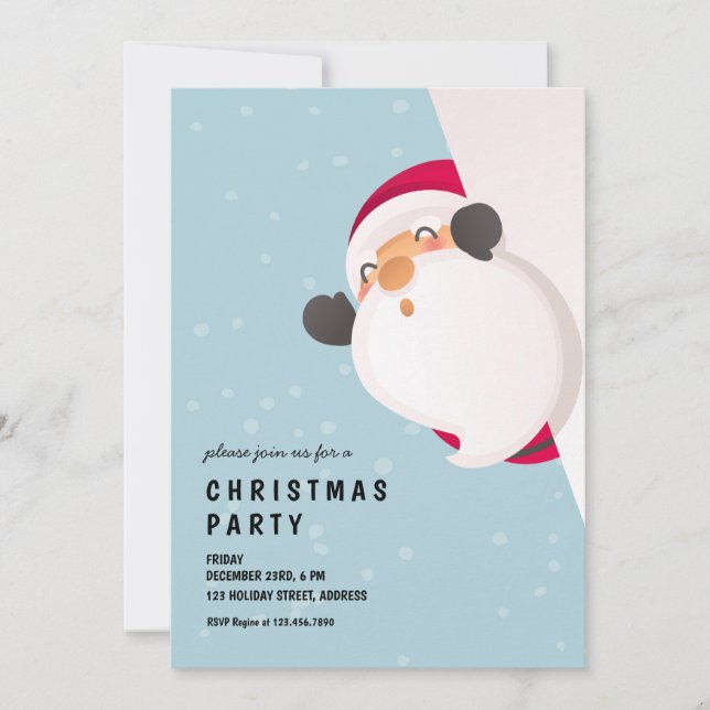 Cute Funny Peeking Santa Claus Christmas Invitation (Front)