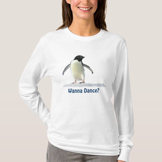 Cute Funny Penguin Dancing Gear T-Shirt (Front)