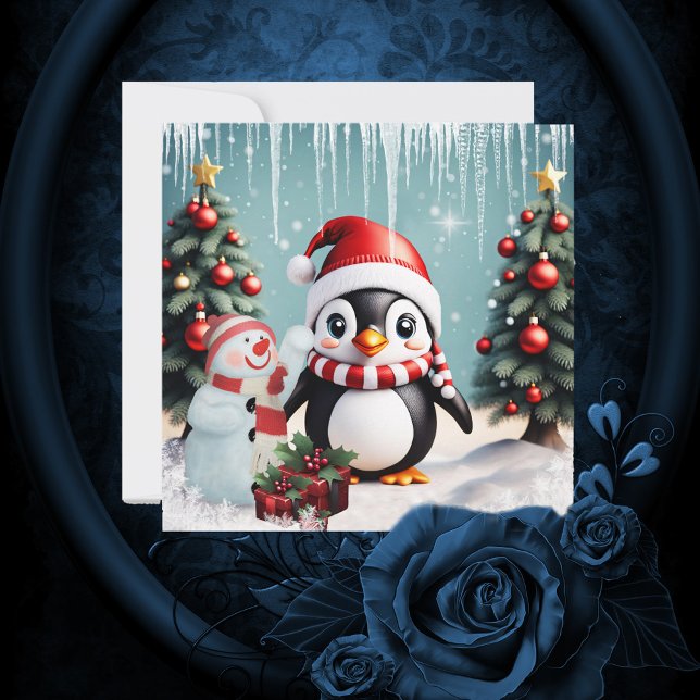 Cute funny penguin.  holiday card (Little penguin)