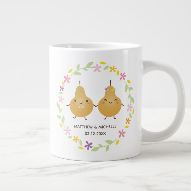 Cute Funny Perfect Pear Couple Newlyweds Memorable Large Coffee Mug (Right)