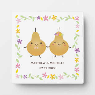 Cute Funny Perfect Pear Couple Newlyweds Memorable Plaque