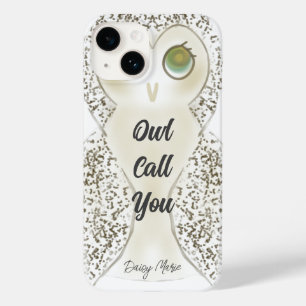 Cute Funny Photography Owl Call You Monogram Case-Mate iPhone 14 Case