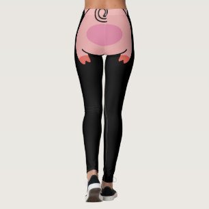 cute funny piggy butt black leggings