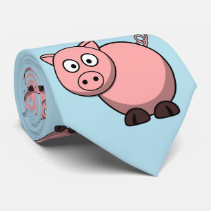 cute funny pink cartoon pig for farmers, or kids. tie