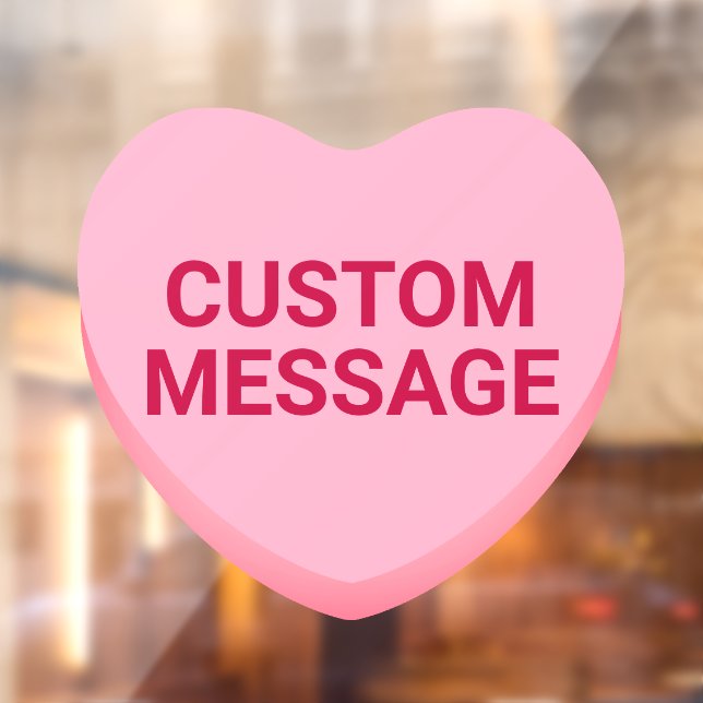 Cute funny pink custom message conversation heart window cling (Sheet 2)