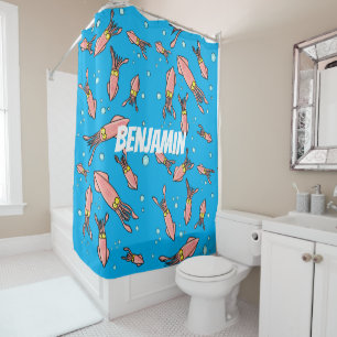 Cute funny pink squid cartoon pattern