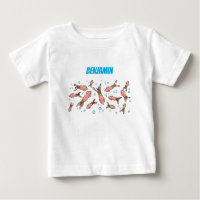 Cute funny pink squid cartoon pattern