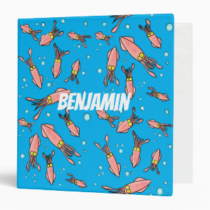 Cute funny pink squid cartoon pattern binder