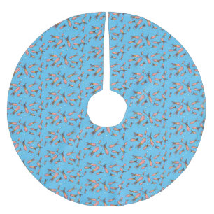 Cute funny pink squid cartoon pattern brushed polyester tree skirt